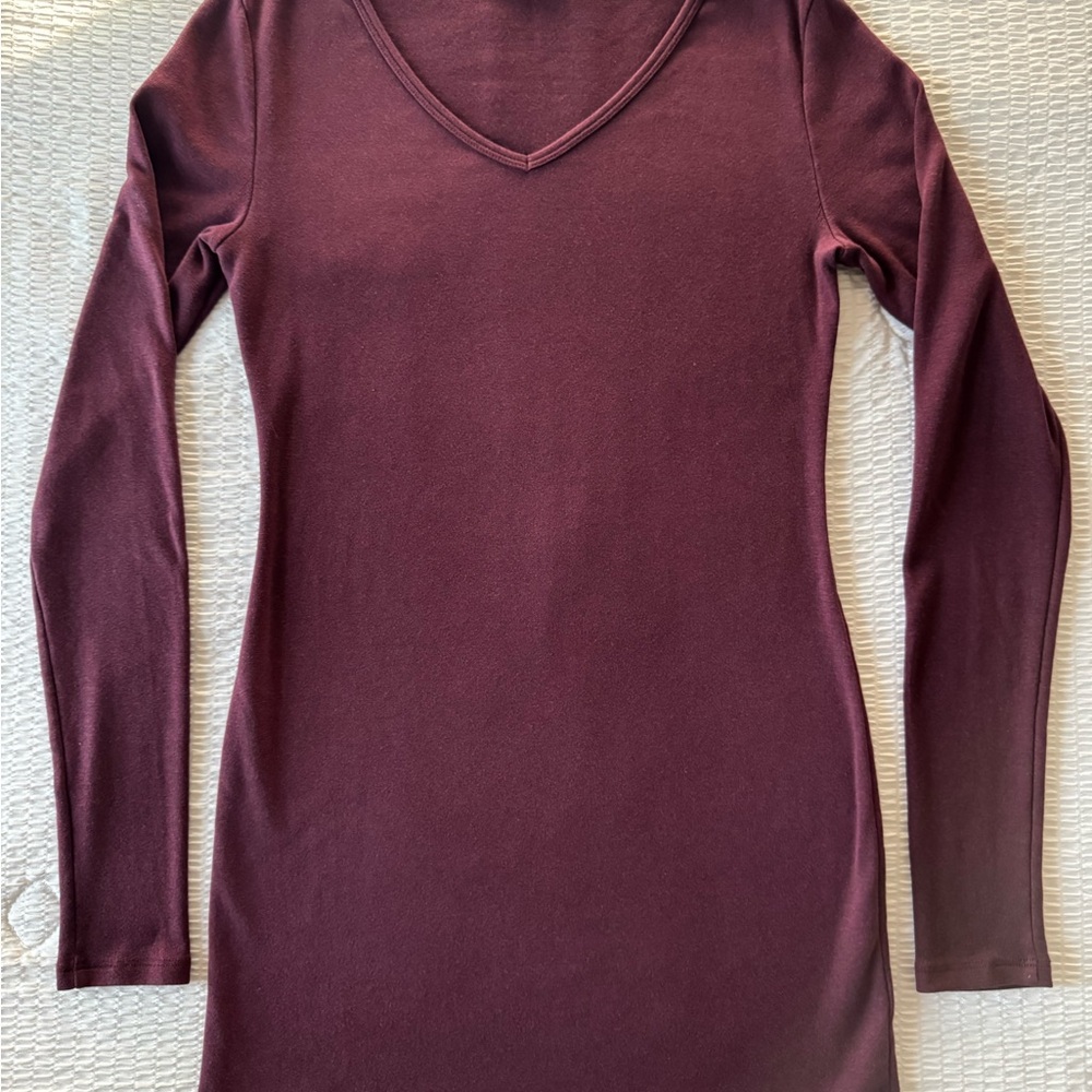 Peruvian Connection Deep Burgundy Long Sleeve Tunic - Picture 2 of 7
